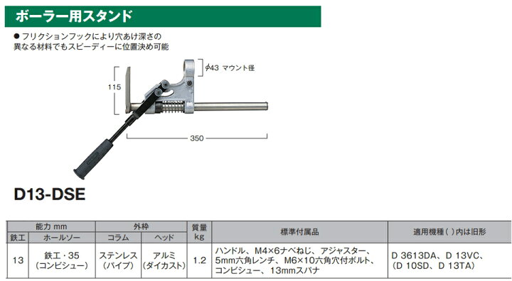 楽天市場】HiKOKI/ハイコーキ(日立電動工具) ボーラー用スタンド D13 