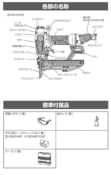 楽天市場】HiKOKI/ハイコーキ 高圧フロア用 タッカー N3804HMF (エア 