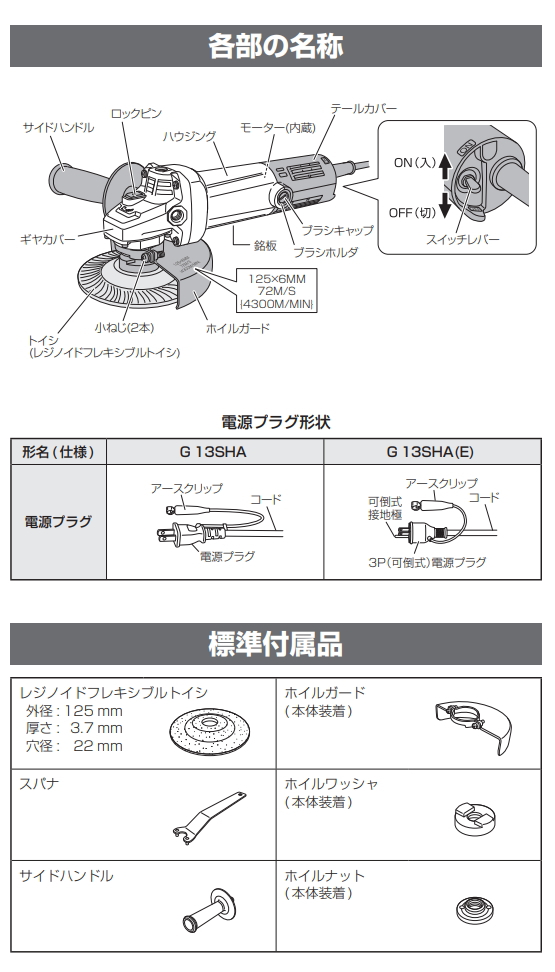 楽天市場】HiKOKI/ハイコーキ AC100V [125mm] 電気ディスクグラインダ
