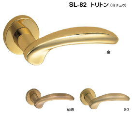 シロクマ　レバーハンドル　トリトン　丸座付空錠付　SL-82-R-GF-【金】【1個】【※カタログ共通画像使用のため、商品画像カラーにはご注意ください!!】