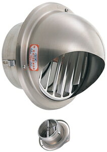 宇佐美工業 UK-GBV100BWFD【選択:BK/WH/MW/CS】 〈ステンレス製 丸型フード付ガラリ ビス脱着式 左右両吹型 防火ダンパー付〉