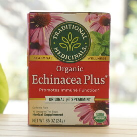 TRADITIONAL MEDICINALS 有機エキネシアティー(プラス)/1.5g×16【アリサン】 Organic Echinacea Plus ORIGINAL with SPEARMINT