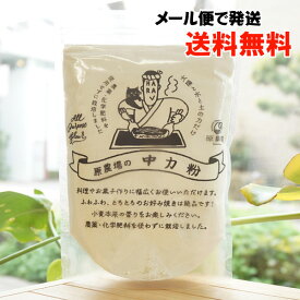 太陽と水と土の力だけで育てました 中力粉/400g【原農場】【メール便の場合、送料無料】 無農薬・化学肥料不使用 熊本県産 国産 小麦粉 熊本県産小麦 品種はチクゴイズミ 手打ちうどん、お好み焼き、 ケーキ、クッキー、 天ぷらなどに