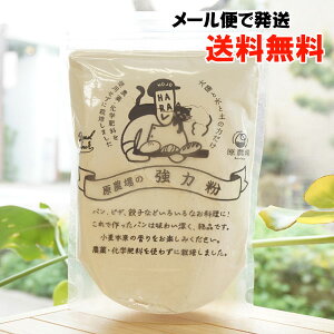 太陽と水と土の力だけで育てました 強力粉/400g【原農場】【メール便の場合、送料無料】 無農薬・化学肥料不使用 熊本県産 国産 小麦粉 熊本県産小麦 品種はミナミノカオリ キメの細かいソ