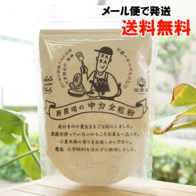 太陽と水と土の力だけで育てました 中力全粒粉/400g【原農場】【メール便の場合、送料無料】 無農薬・化学肥料不使用 熊本県産 国産 小麦粉 熊本県産小麦 品種はチクゴイズミ 手打ちうどん、お好み焼き、 ケーキ、クッキー、 天ぷらなどに