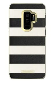 kate spade new york(PCgXy[hj[[N) KSSA-046-STPBW Samsung Galaxy S9+pP[X KSSA-042-STPWG Saffiano Black and White Stripe/Gold Logo Plate