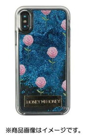 【キラキラ流れるグリッターケース】HONEY MI HONEY(ハニーミーハニー) iPhone X/XS用ハードケース glitter rose BLU BL-0001-IP0X-BLUE (透明/ラメブルー)