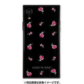 HONEY MI HONEY(ハニーミーハニー) iPhone XR用ケース PINK ROSE BLACK AB-0956-IPXR-BLAK(スクエア型/強化ガラス素材)