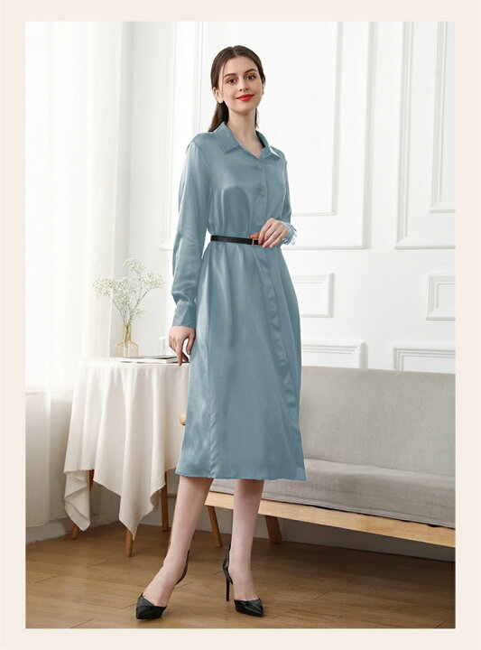 楽天市場】シルク100% ワンピース 長袖 シルク ロングワンピース  