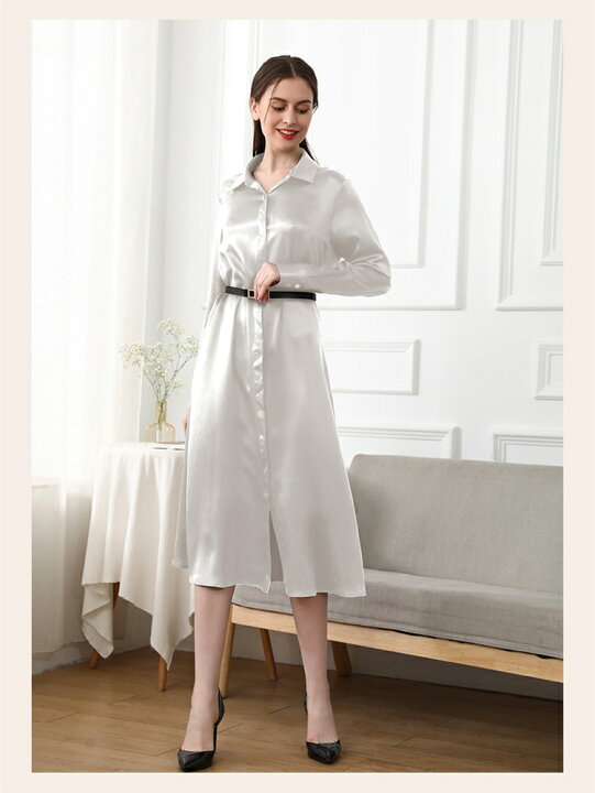 楽天市場】シルク100% ワンピース 長袖 シルク ロングワンピース  