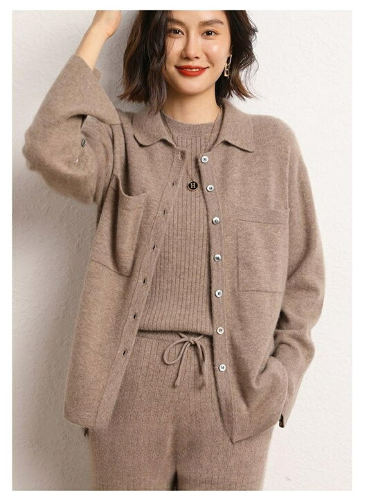 楽天市場】セーター 長袖 カシミヤ ニット ステンカラージャケット  