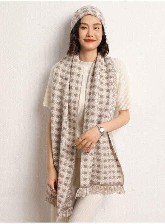楽天市場】カシミヤ 100% マフラー 【180cm×40cm】カシミア100％ 千鳥 