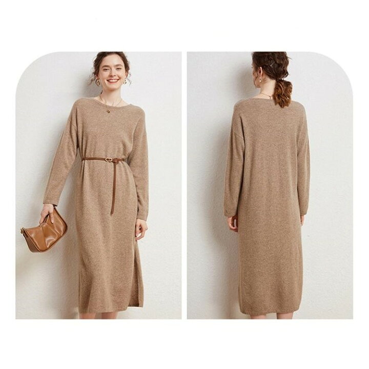 楽天市場】カシミヤ ワンピース レディース カシミア ロング丈 ニット 