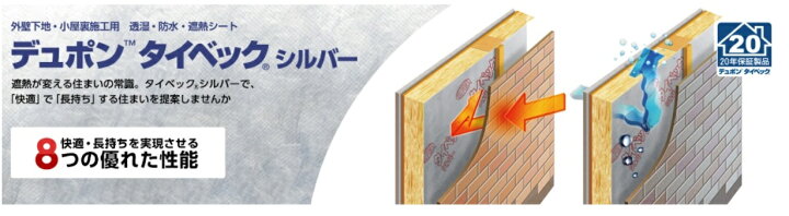 楽天市場】*デュポン タイベック シルバー幅1m×長さ50m巻 2巻き入り 
