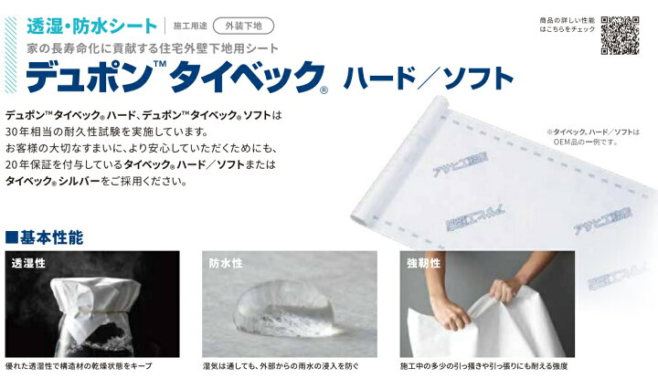 楽天市場】デュポン タイベック ハウスラップ1mx長さ50m巻 2本入り透  