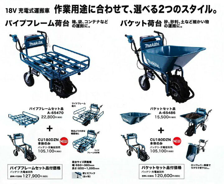 楽天市場】【正規販売店】MAKITA マキタ純正品充電式運搬車 【CU180DZN 