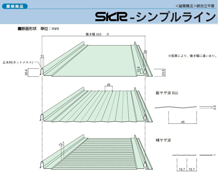 楽天市場 立平屋根材 シンプルライン 厚さ0 4ｍｍ長さ8尺 2424mm ガルバリウム鋼板製 トタン 屋根材 ニスクpro プロ成形品 建材ステーション