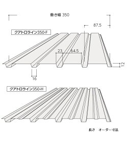 カラートタン　外壁材クアトロライン350（働き幅350）（角波）0.3mm　オーダー1mあたりの価格4つ山角波　1枚売り　カラーガルバリウム鋼板製 【ニスクPro】プロ成形品