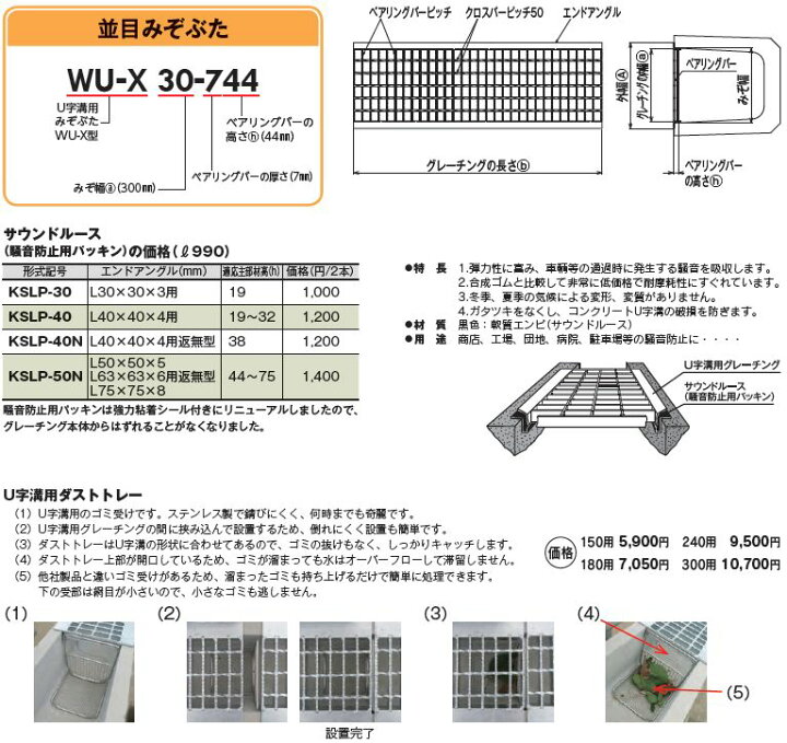楽天市場】グレーチングU字側溝180mm用 形式記号 WU-X18-532(旧KU18-25 
