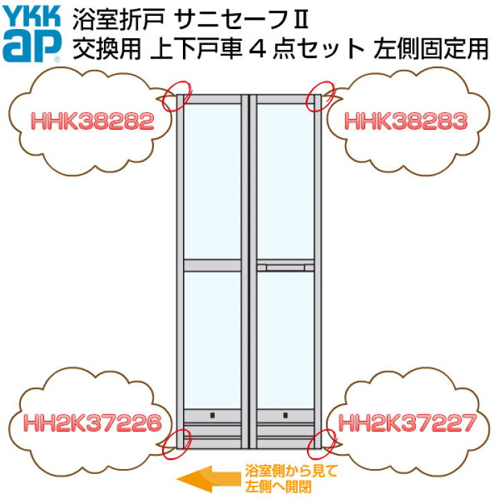 楽天市場】送料無料 YKKAP 浴室ドア 折戸 サニセーフ2 修理交換用部品 