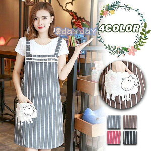 レディースエプロン 可愛い H型 割烹着 女性用 介護 サロペット クッキング カフェ スモック アニマル ワンピース サロンエプロン ドレス