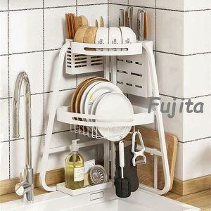 水切りラック シンク上 シンクコーナー 2段 スリム 大容量 収納棚 ステンレス 省スペース おしゃれ ラック 箸立て まな板立て 包丁立て