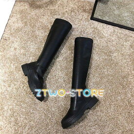 履きやすい ロングブーツ ブーツ レディース 太ヒール カジュアル 美脚 おしゃれ 秋冬 疲れにくい 歩きやすい ストレッチ 4cm