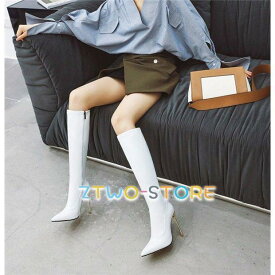 ロングブーツ レディース ハイヒール 歩きやすい 履きやすい 痛くない 美脚 ハイヒール サイドジップ PU 男女 大きいサイズ メンズ