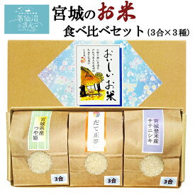 宮城 お米 食べくらべ セット 送料無料 3合(450g)×3種 菊武商店 東北 気仙沼 令和5年産 登米産 贈答 ササニシキ だて正夢 つや姫 ギフト