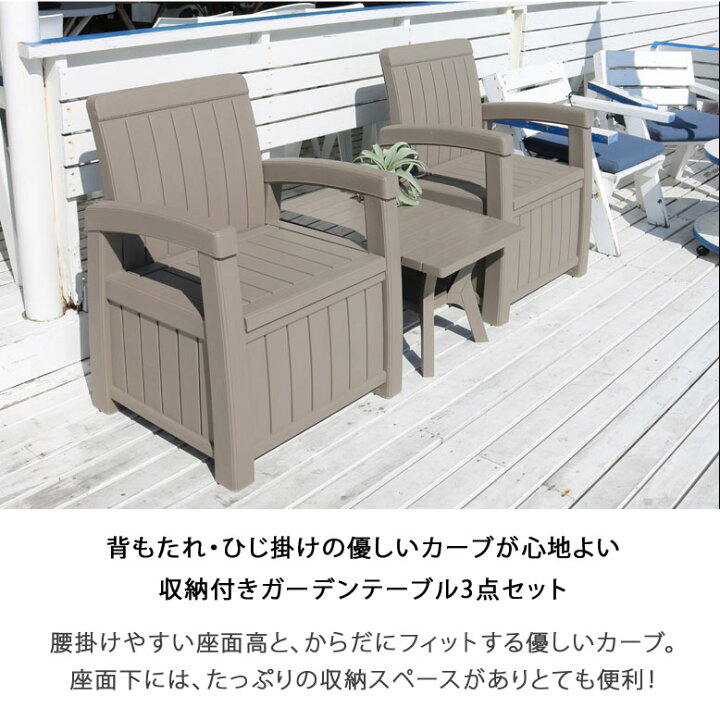 楽天市場】ストレージ付き ガーデン 3点セット【大型宅配便】グレー  