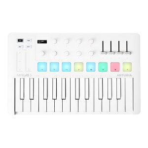 Arturia MiniLab 3 Alpine White �A�[�g���A MIDI�L�[�{�[�h �y�� �R���p�N�g �z���C�g