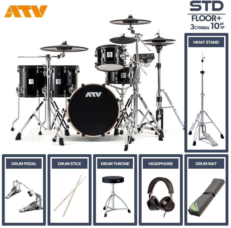 ATV aDrums artist STANDARD SET ADA-STDSET 2フロアタム 3Cymbal フルオプションセット (10"Splash, ツインペダル) 電子ドラム