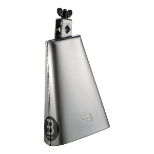 MEINL Chrome & Steel Finish Cowbell, 8 big mouth - Hand Brushed Steel [STB80B]