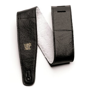 ERNIE BALL #4137 2.5 Adjustable Italian Leather Strap With Fur Padding - Black