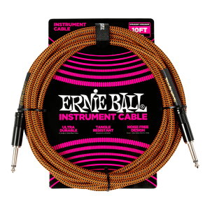 ERNIE BALL #6468 Braided Instrument Cable Straight/Straight 10ft - Pumpkin Pie