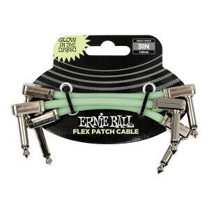 ERNIE BALL #6474 Flex Patch Cable 3in (0.07m) - Glow in Dark - 3 Pack