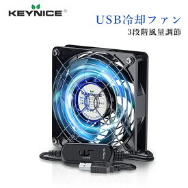 KEYNICE USBファン 冷却ファン 強力 静音 冷却 パソコン 送風機 ハードディスク 扇風機 スイッチ付き 1個 ミニファン 小型 冷却クーラー ルーター 水槽 PS4冷却 薄型 12cm KN-1732