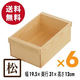 木箱 MA1.5KT【取手付】6箱セット 国産赤松無垢材（パイン材） 無塗装 りんご箱 カンナ仕上げ