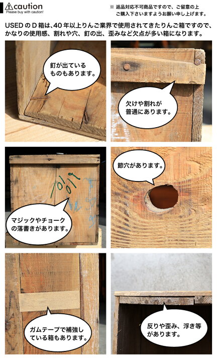 楽天市場】USED木箱 D （中古りんご箱 20kgサイズ）ランクD【2箱セット  