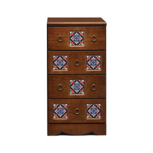 完成品 チェスト 4段チェスト 引出し収納 タンス 箪笥 引出 4段 小物入れ 収納 リビング収納 45幅 40cm 引出し レトロタイル タイル付き 木製 日本製 ホワイト ナチュラル ブラウン WH NA BR おし