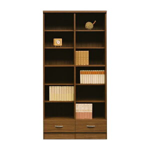 オープン書棚 オープンシェルフ 書架 書斎 幅90cm リビング 収納 リビングボード ブックシェルフ ラック 引き出し付き ハイタイプ ディスプレイ 間仕切り 本 オープン シェルフ 小物入れ 小物