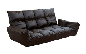 リクライニング もこもこ カウチソファ ゴブラン柄 ブラウン 6段階リクライニング 布 ファブリック 合成皮革 ボリュームたっぷり 2WAY ハイタイプ ロータイプ ローソファ フロアソファ 和室