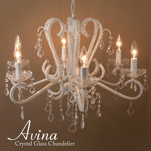 シャンデリア クリスタルガラス 6灯 シーリングライト 天井照明 ライト 照明 豪華 アンティーク調 ガラス クリスタルパーツ アイアン E12 40W 電球6個付き 水雷型 リビング スタイリッシュ LED