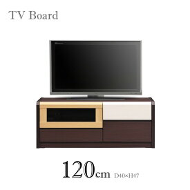 テレビボード TVボード ローボード 幅120 完成品 奥行40 ブラウン 木製 可動棚 スライドレール ダウンステー 箱組 引出し