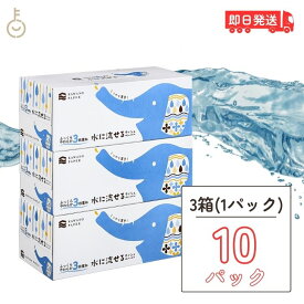 【レビュー投稿で500円OFFクーポン】 河野製紙 水に流せるティッシュ 水に流せる 3枚重ね BOXティシュ 120組×3P 10個 ティッシュ ティッシュペーパー ティッシュボックス ボックスティッシュ ふっくら やわらかい 柔らかい 安心 介護 トイレットペーパー 日本製 福袋