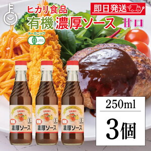 【レビュー投稿で500円OFFクーポン】 光食品 有機JAS認証 濃厚ソース 250ml 3個 ヒカリ 濃厚 ソース 有機JAS 有機 オーガニック organic 甘さ 甘口 有機野菜 野菜 果実 フルーツ 有機純リンゴ酢 有機