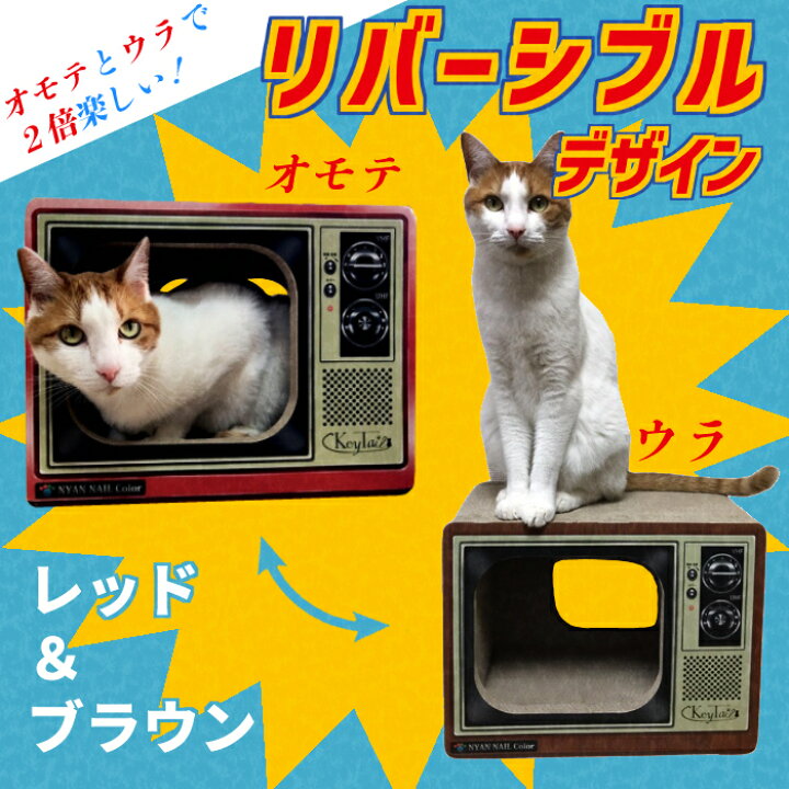 楽天市場 猫 爪とぎ つめとぎ ダンボール ハウス オシャレ キーテイル にゃんネイル テレビ ネコハウス ハウス お家 ベッド ベット ソファー 爪とぎ防止 壁紙 昭和 テレビ ダンボール ハウス ねこ 猫の爪とぎ キーテイル楽天市場店