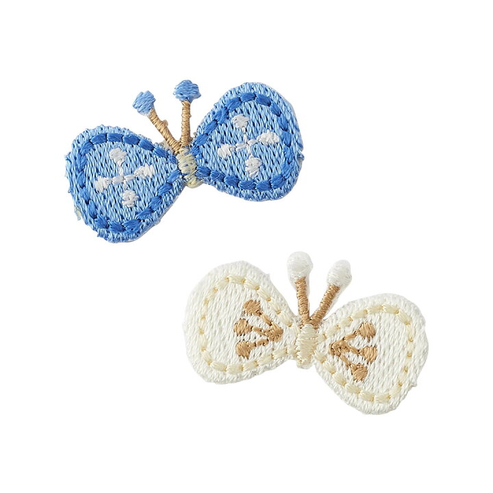 楽天市場 Keyuca公式店 ケユカ 日本製 キッズワッペン 青 白チョウチョ アイロン接着 ワッペン キッズ かわいい アイロン接着 ちょうちょ 蝶々 男の子 女の子 キッズ 子供 ジュニア 小児用 おしゃれ オシャレ シンプル 日本製 ギフト プレゼント 通販 楽天 Keyuca