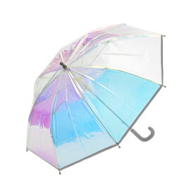 【KEYUCA公式店】ケユカ キッズ 長傘 虹色ビニール 45cm[雨傘 レイングッズ 子供用 リフレクター付き 撥水加工 無地 シンプル おしゃれ かわいい 傘 子供 子ども こども かさ ビニール傘 可愛い こども傘 女の子 グラスファイバー 雨具 女児 ジュニア 子供用傘 ビニール]