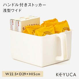 【KEYUCA公式店】ケユカ Re ハンドル付きストッカー 浅型ワイド[ハンディストッカー キッチン収納 キッチン用品 おしゃれ シンプル ストックボックス 台所 ストッカー 吊り戸棚 収納ケース 小物 調味料 収納 ボックス ハンディーストッカー 便利グッズ 洗面所 取っ手付き]